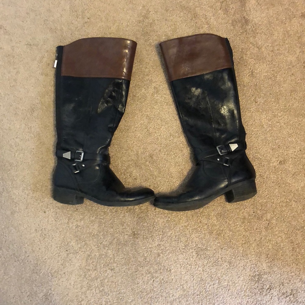 Black and brown leather boots